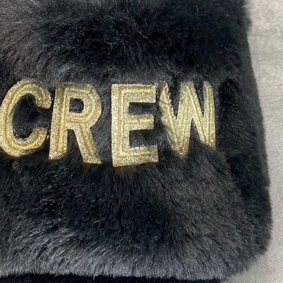 Dearfoams Women's Black Faux-Fur Memory Foam I do Crew Slide Slippers SZ XL - Picture 3 of 10